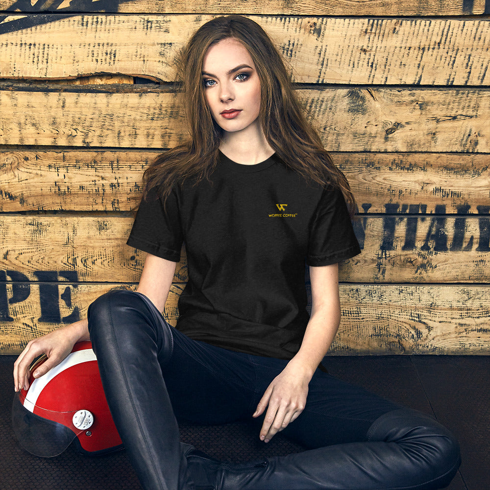 Unisex WOFFEE COFFEE Logo Embroidery Short Sleeve T-Shirt