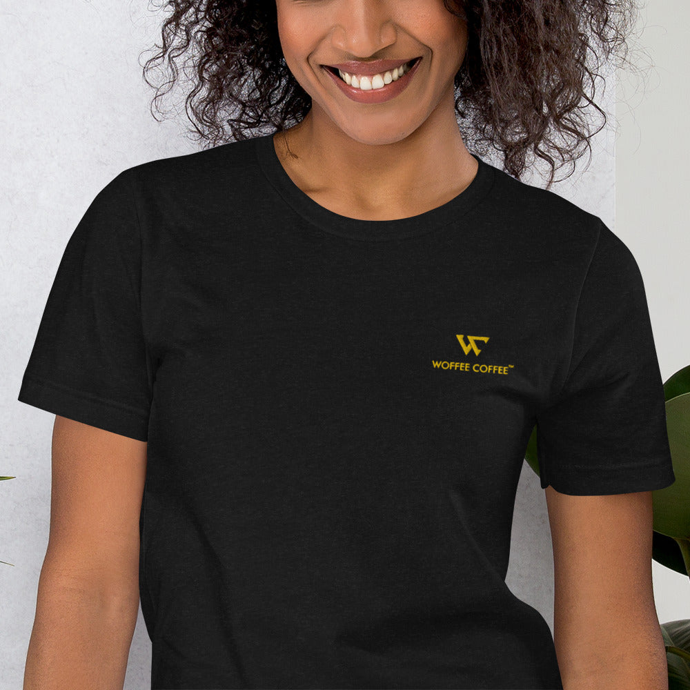 Unisex WOFFEE COFFEE Logo Embroidery Short Sleeve T-Shirt