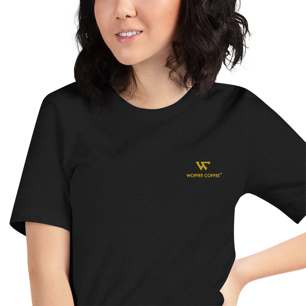 Unisex WOFFEE COFFEE Logo Embroidery Short Sleeve T-Shirt