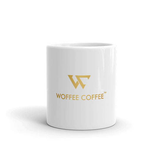 White glossy WOFFEE COFFEE Logo Mug