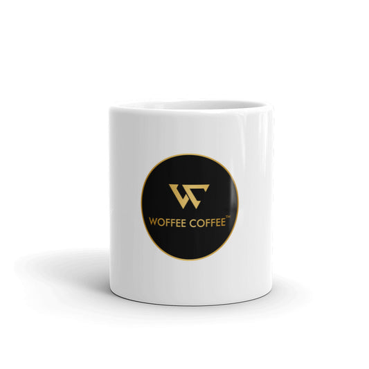 White glossy WOFFEE COFFEE Circle Logo Mug