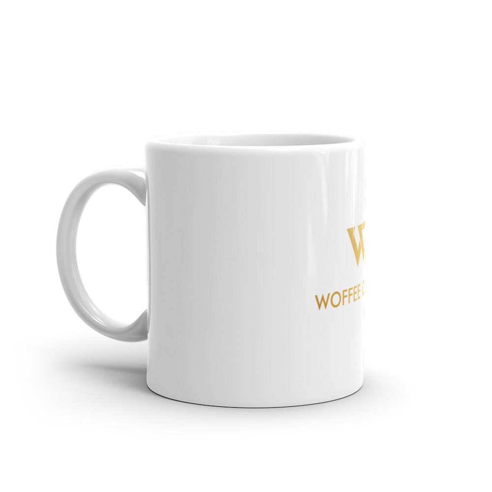 White glossy WOFFEE COFFEE Logo Mug