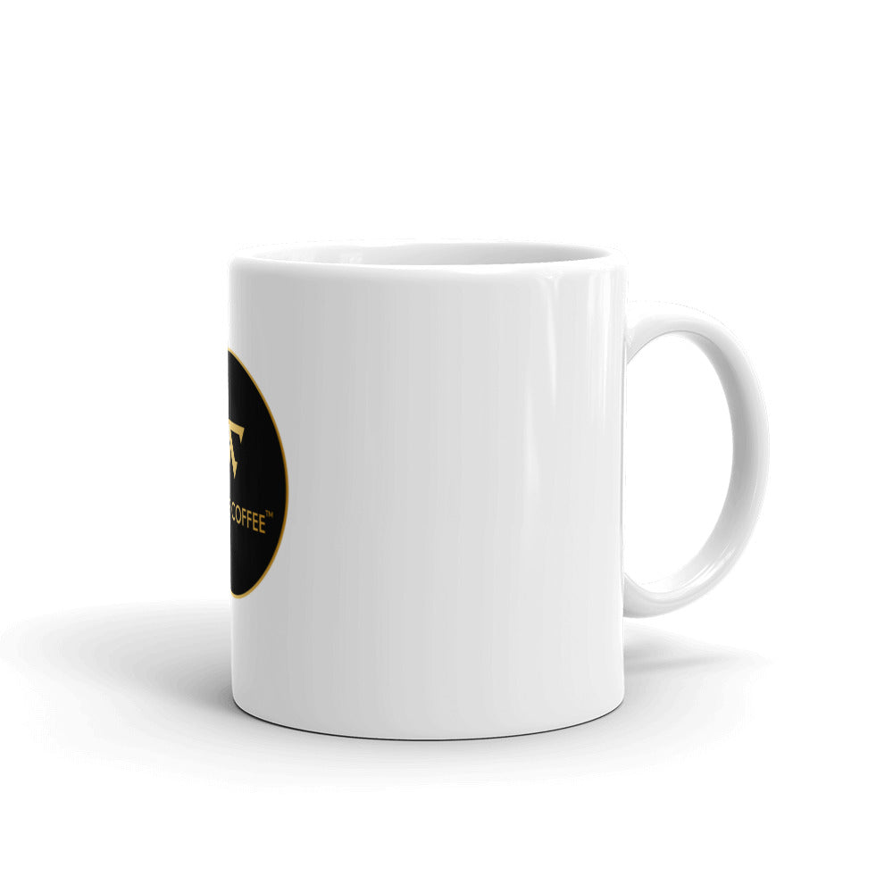 White glossy WOFFEE COFFEE Circle Logo Mug