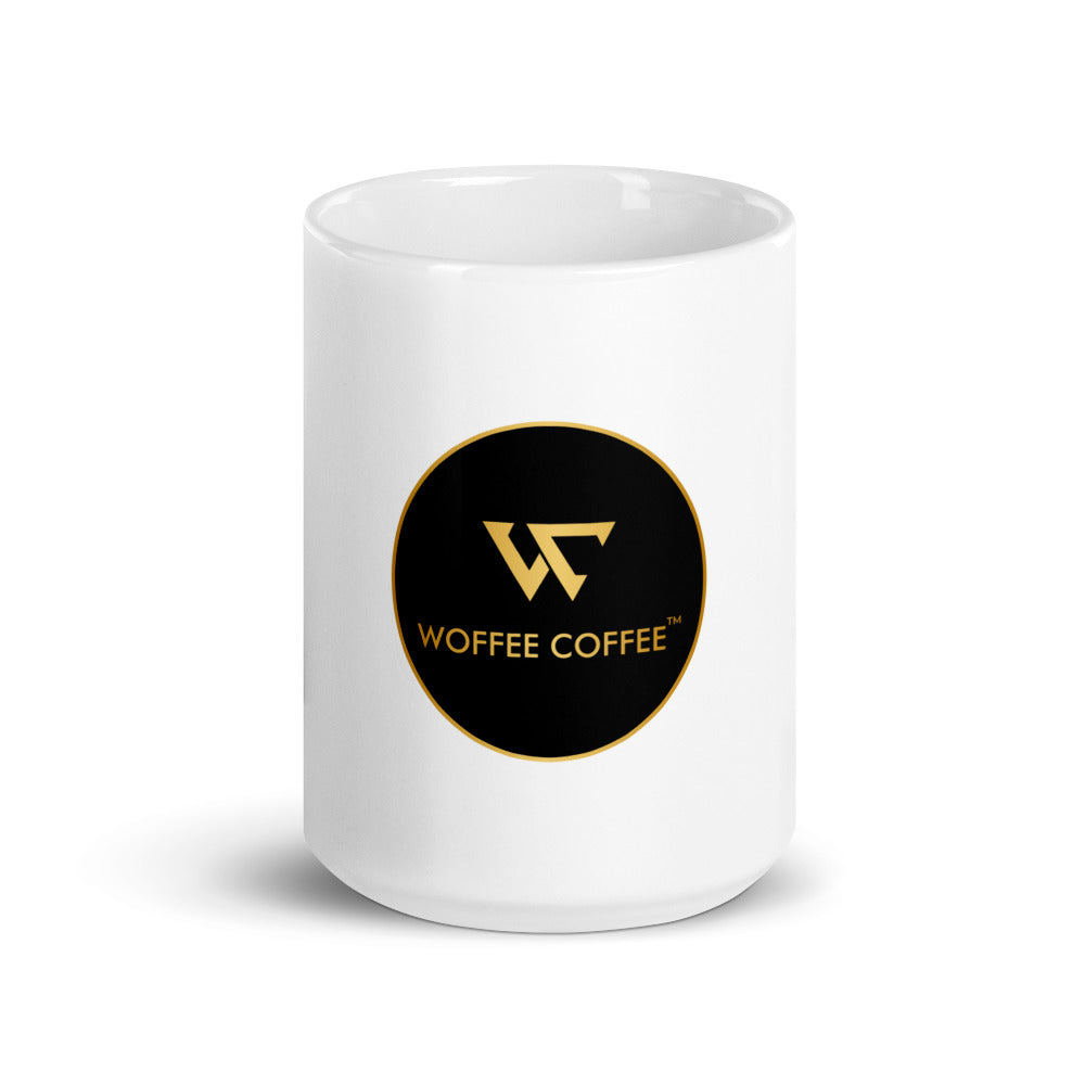 White glossy WOFFEE COFFEE Circle Logo Mug