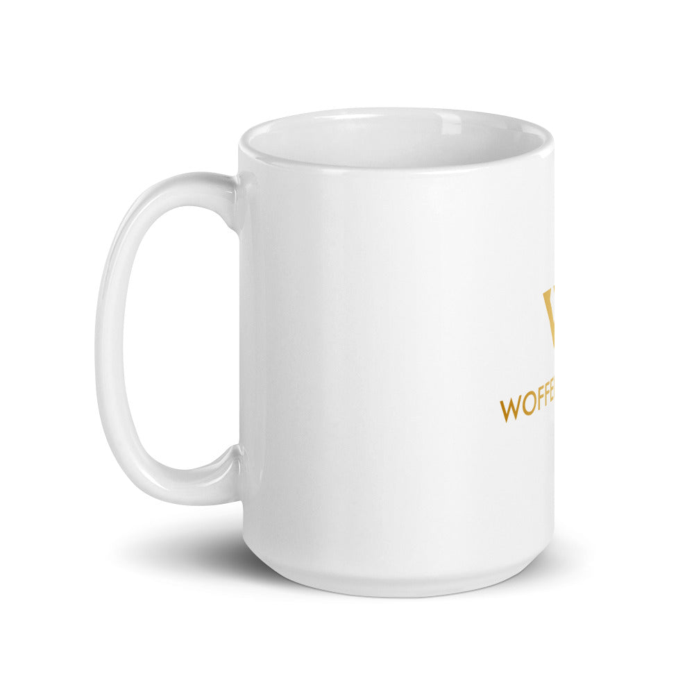 White glossy WOFFEE COFFEE Logo Mug