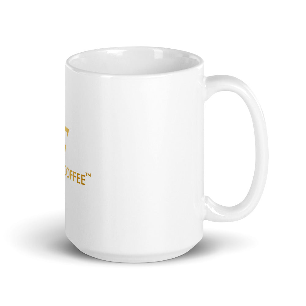 White glossy WOFFEE COFFEE Logo Mug