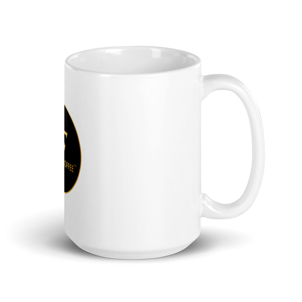 White glossy WOFFEE COFFEE Circle Logo Mug