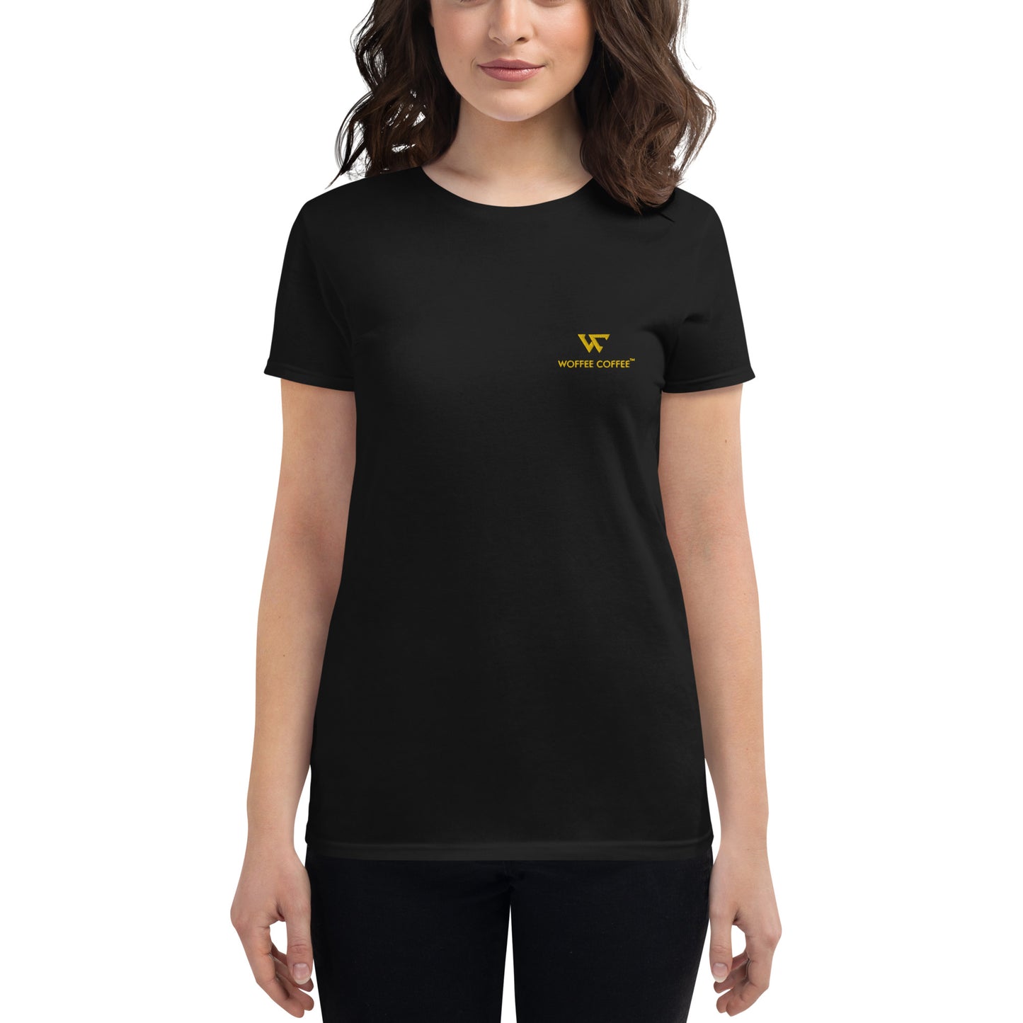 Women's WOFFEE COFFEE Logo Embroidery Short Sleeve T-Shirt