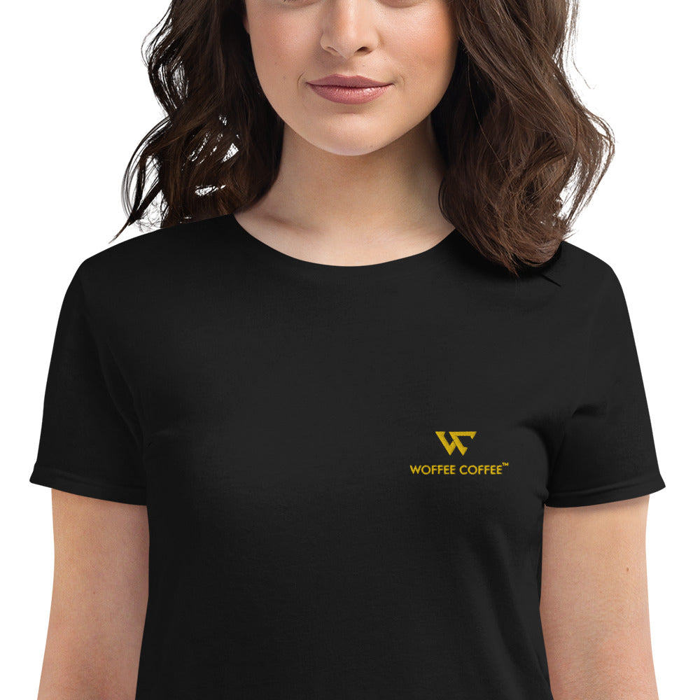 Women's WOFFEE COFFEE Logo Embroidery Short Sleeve T-Shirt