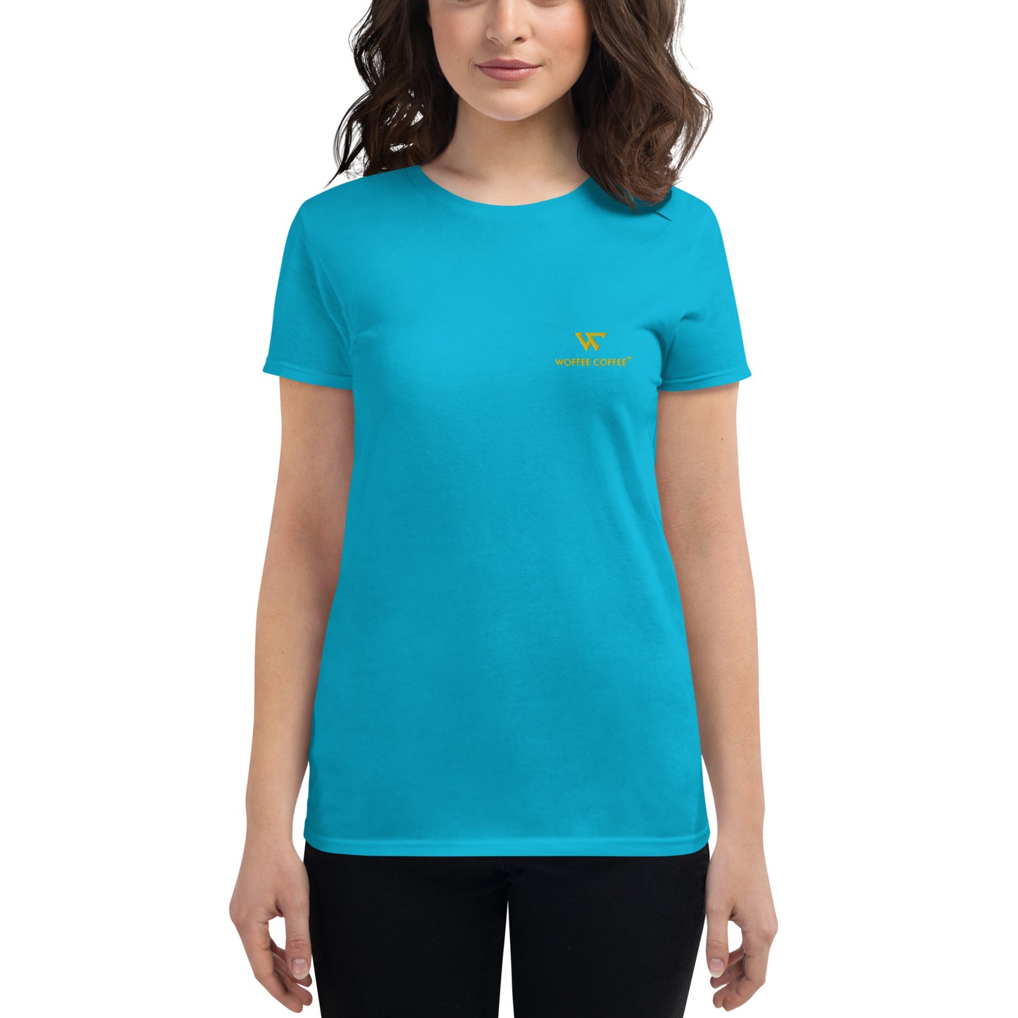 Women's WOFFEE COFFEE Logo Embroidery Short Sleeve T-Shirt