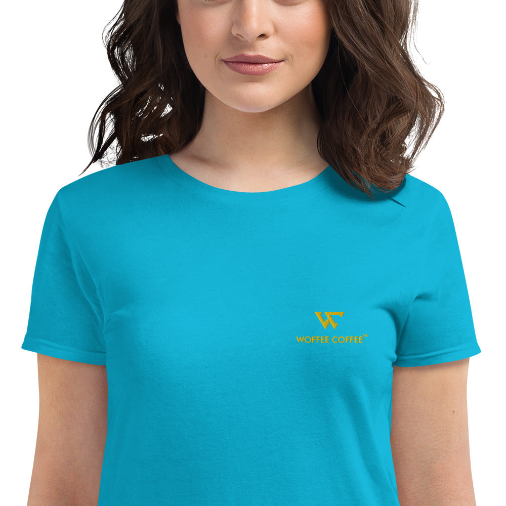 Women's WOFFEE COFFEE Logo Embroidery Short Sleeve T-Shirt