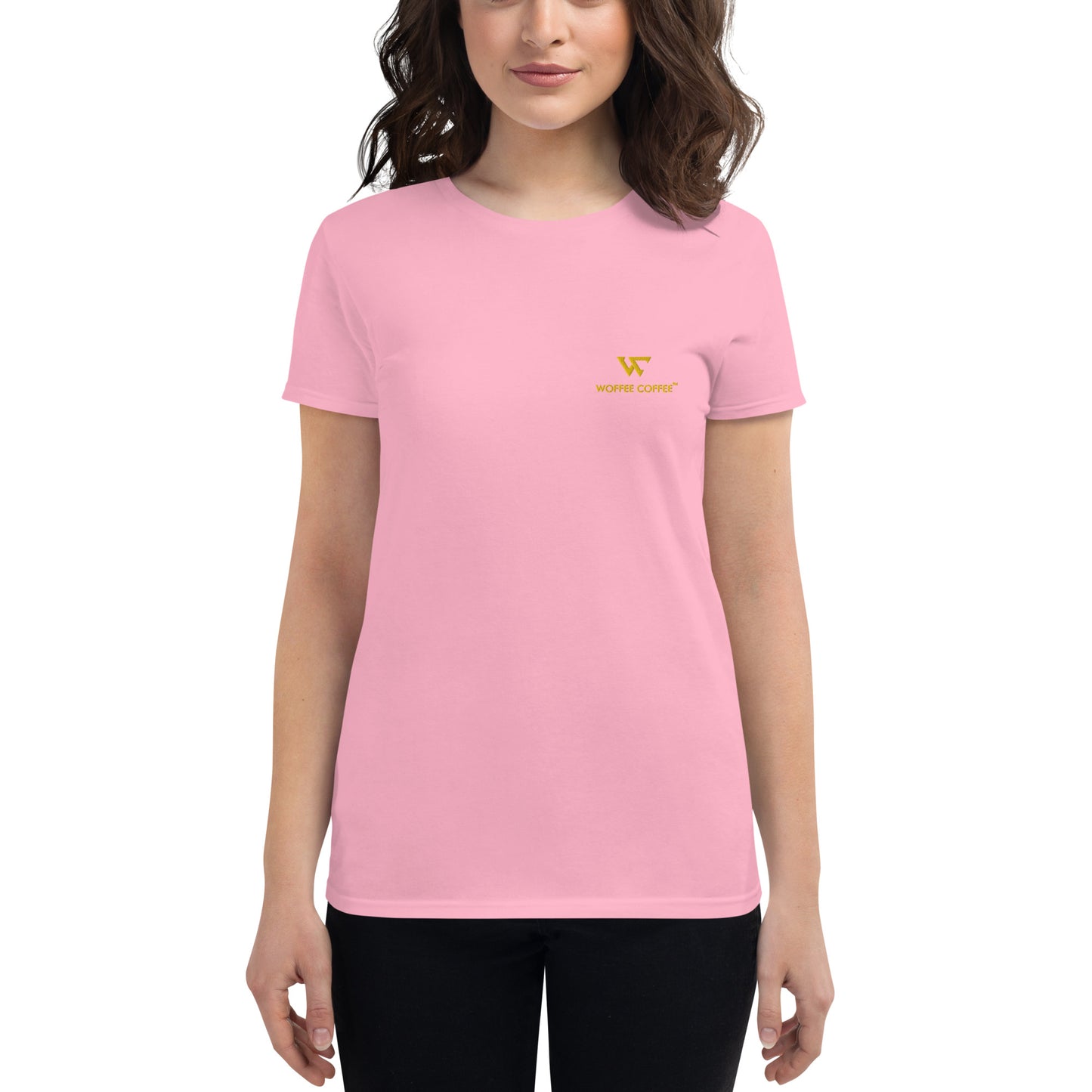 Women's WOFFEE COFFEE Logo Embroidery Short Sleeve T-Shirt