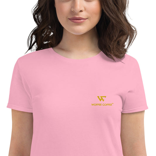 Women's WOFFEE COFFEE Logo Embroidery Short Sleeve T-Shirt