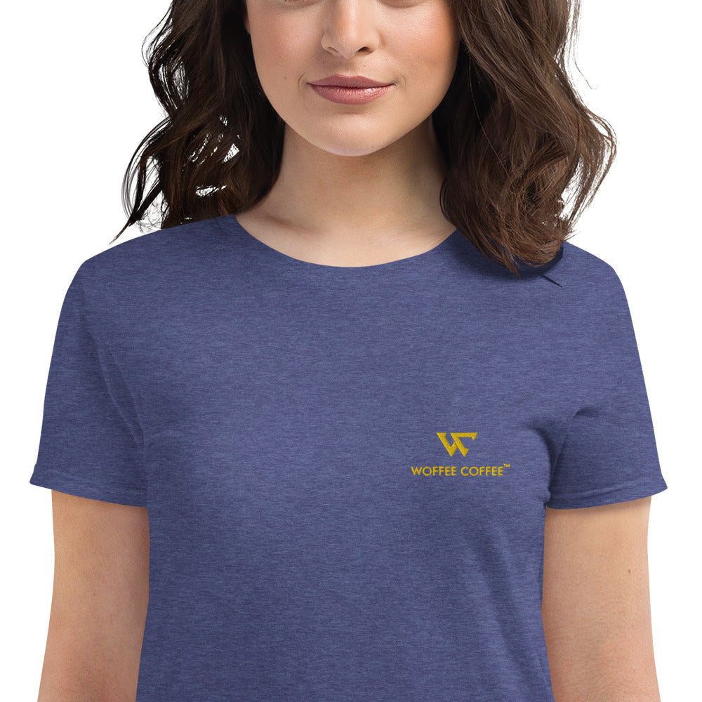 Women's WOFFEE COFFEE Logo Embroidery Short Sleeve T-Shirt