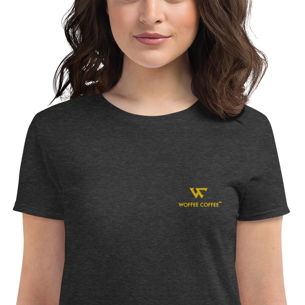 Women's WOFFEE COFFEE Logo Embroidery Short Sleeve T-Shirt