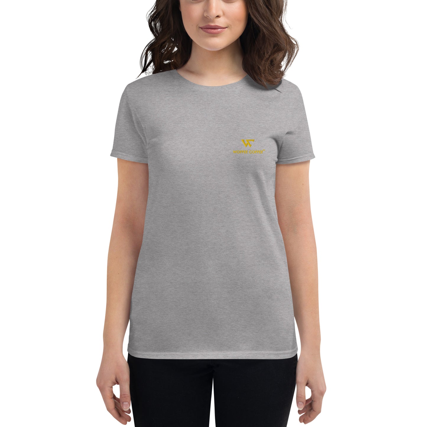 Women's WOFFEE COFFEE Logo Embroidery Short Sleeve T-Shirt