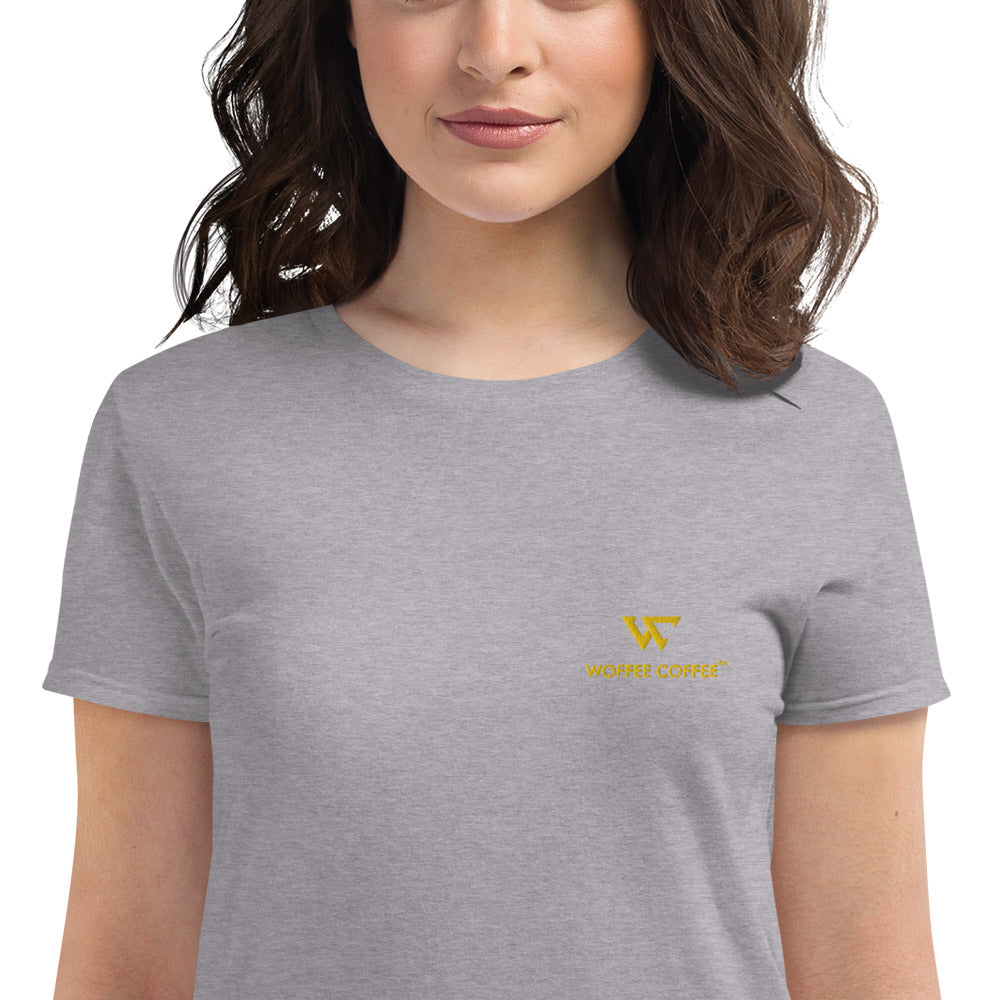 Women's WOFFEE COFFEE Logo Embroidery Short Sleeve T-Shirt