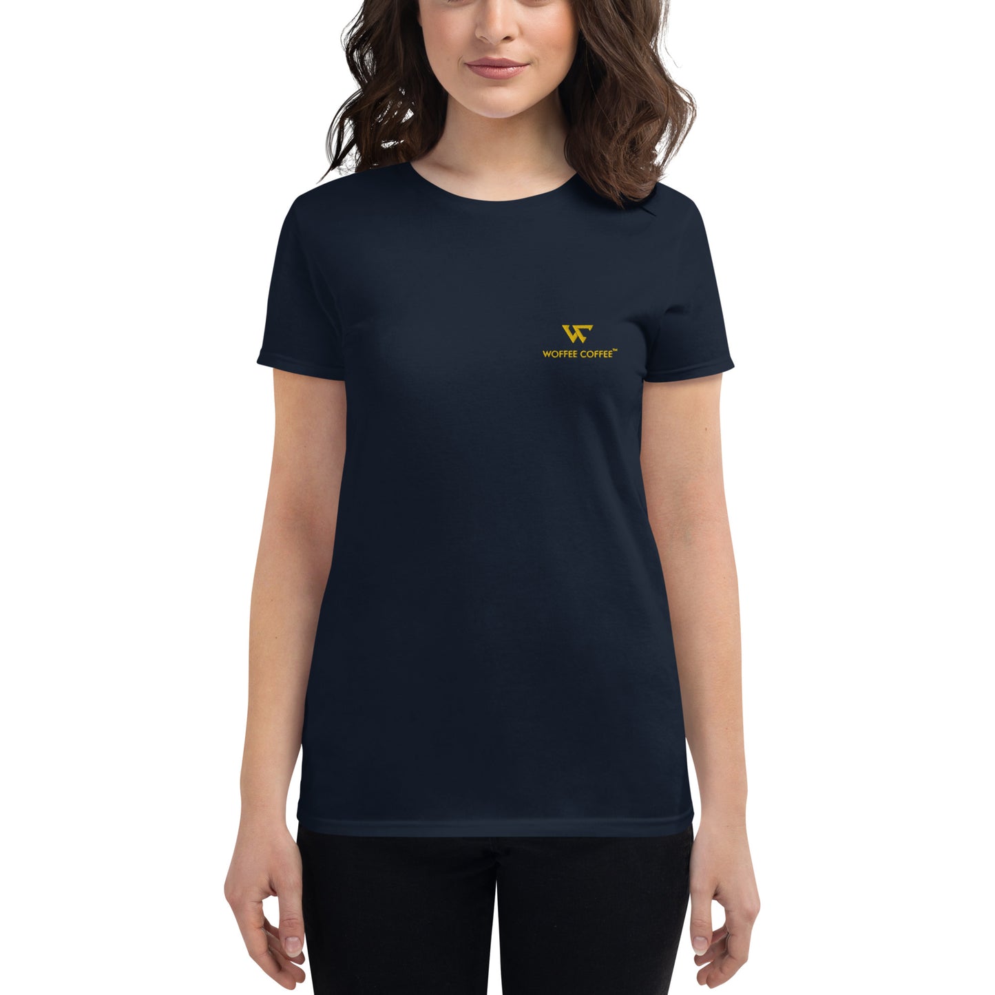 Women's WOFFEE COFFEE Logo Embroidery Short Sleeve T-Shirt