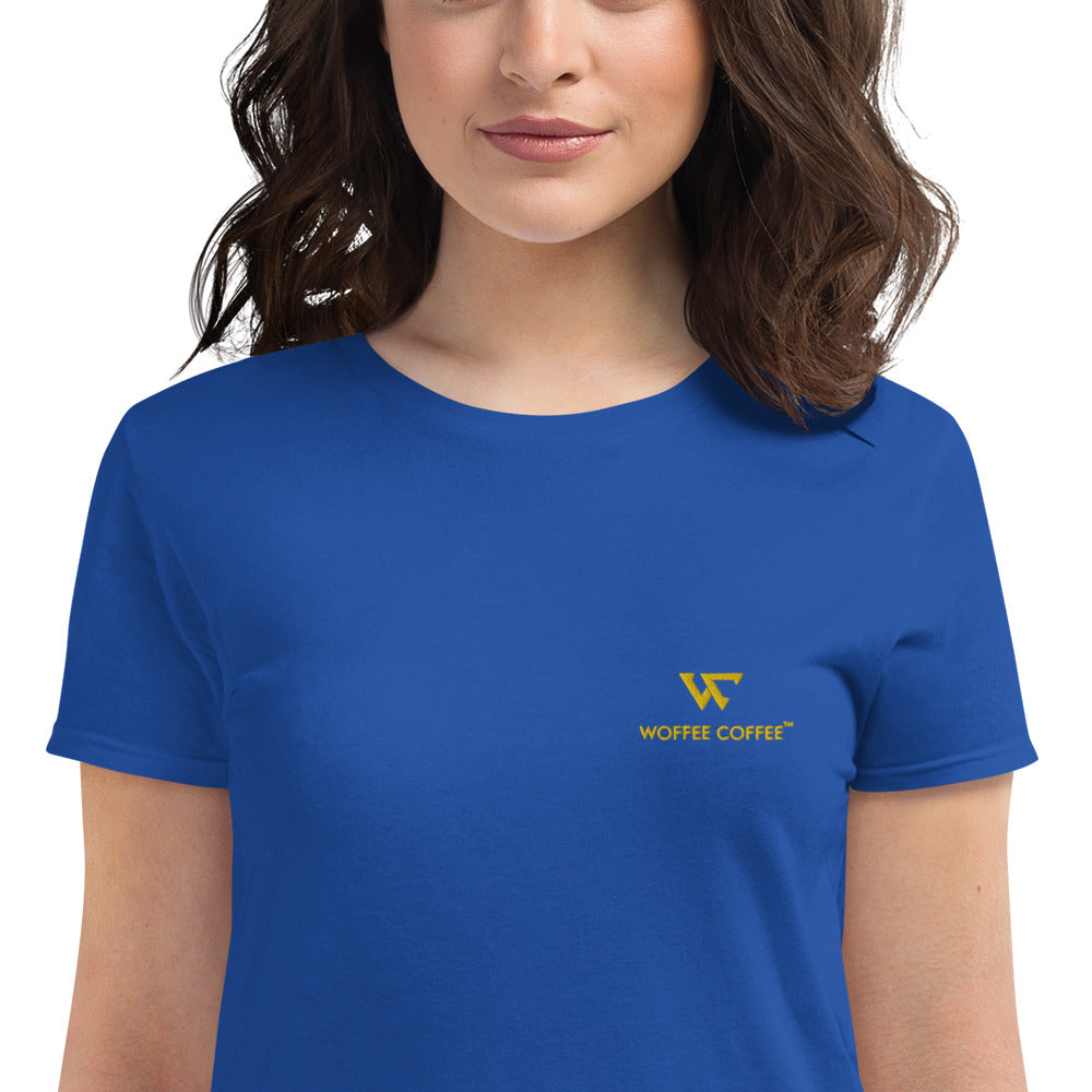 Women's WOFFEE COFFEE Logo Embroidery Short Sleeve T-Shirt