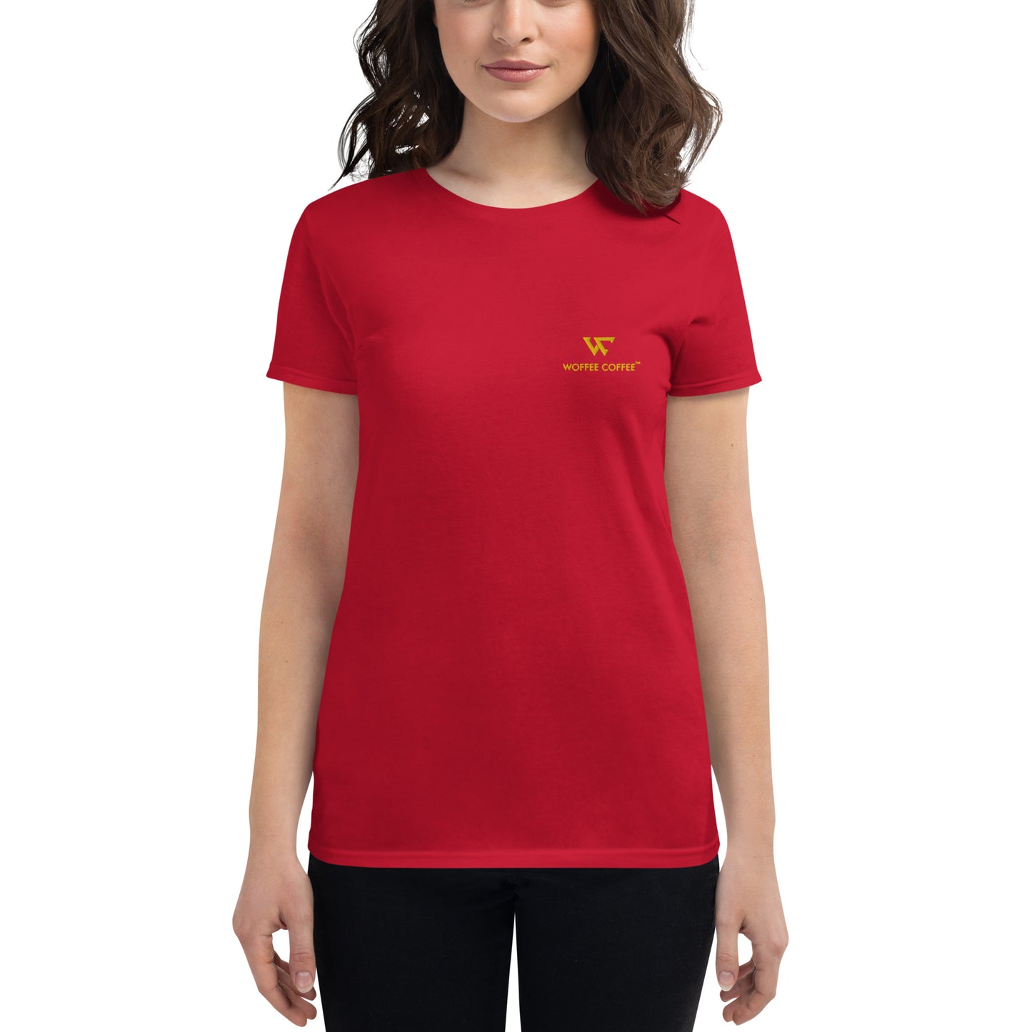 Women's WOFFEE COFFEE Logo Embroidery Short Sleeve T-Shirt