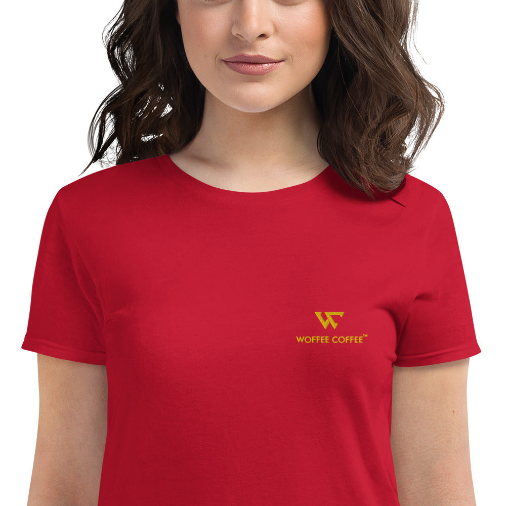 Women's WOFFEE COFFEE Logo Embroidery Short Sleeve T-Shirt