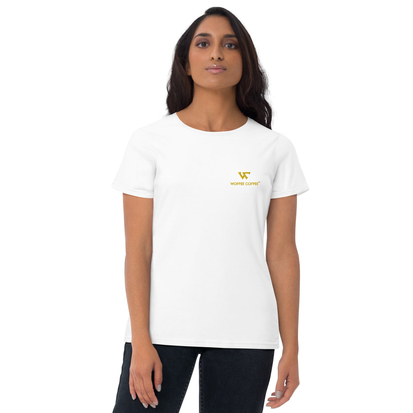 Women's WOFFEE COFFEE Logo Embroidery Short Sleeve T-Shirt