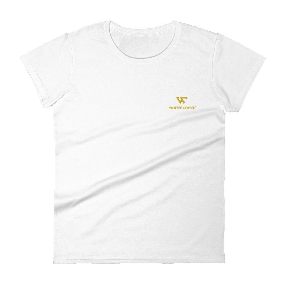 Women's WOFFEE COFFEE Logo Embroidery Short Sleeve T-Shirt