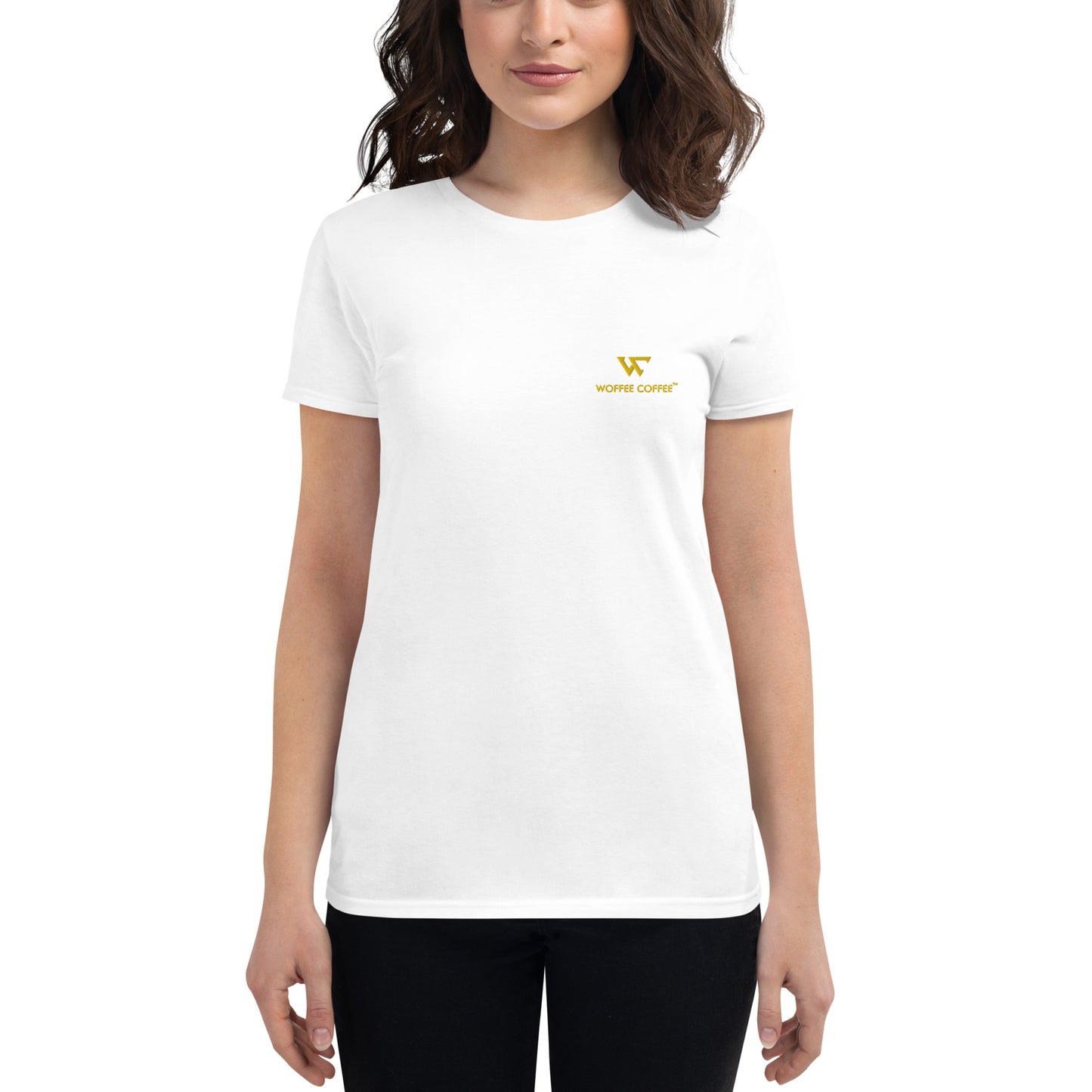 Women's WOFFEE COFFEE Logo Embroidery Short Sleeve T-Shirt