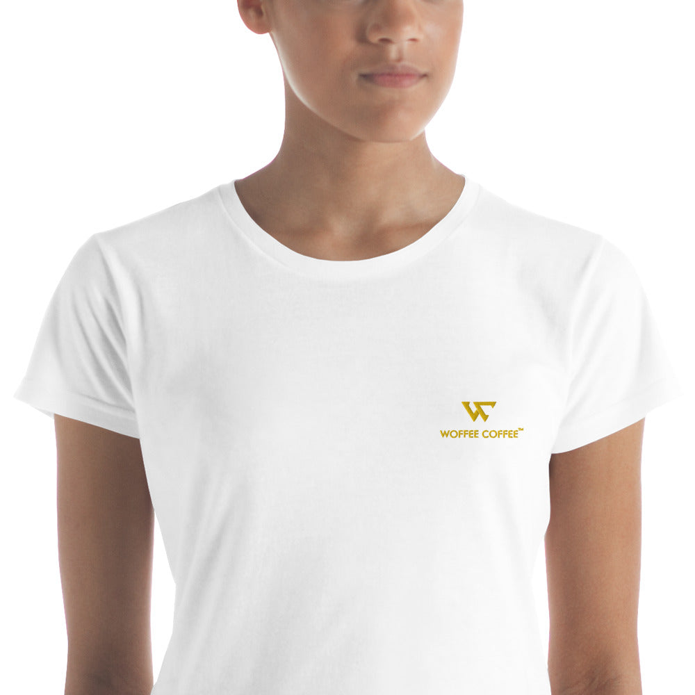 Women's WOFFEE COFFEE Logo Embroidery Short Sleeve T-Shirt