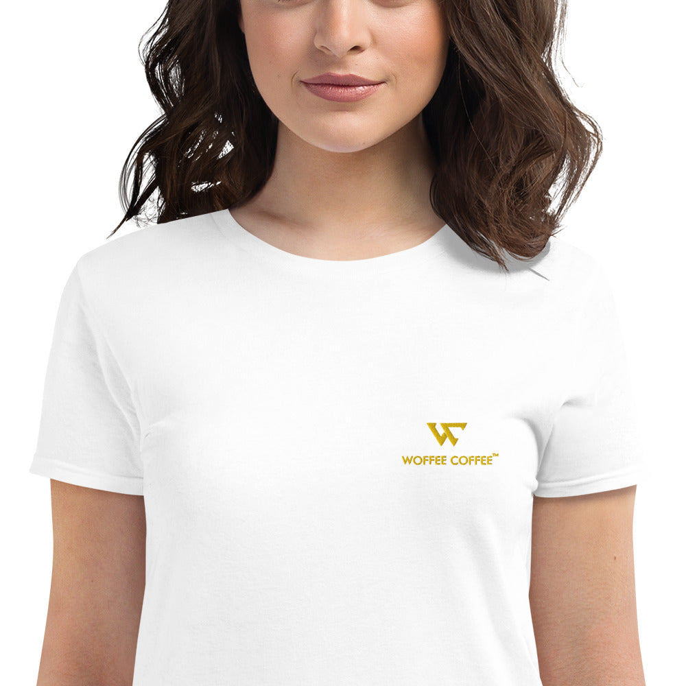 Women's WOFFEE COFFEE Logo Embroidery Short Sleeve T-Shirt